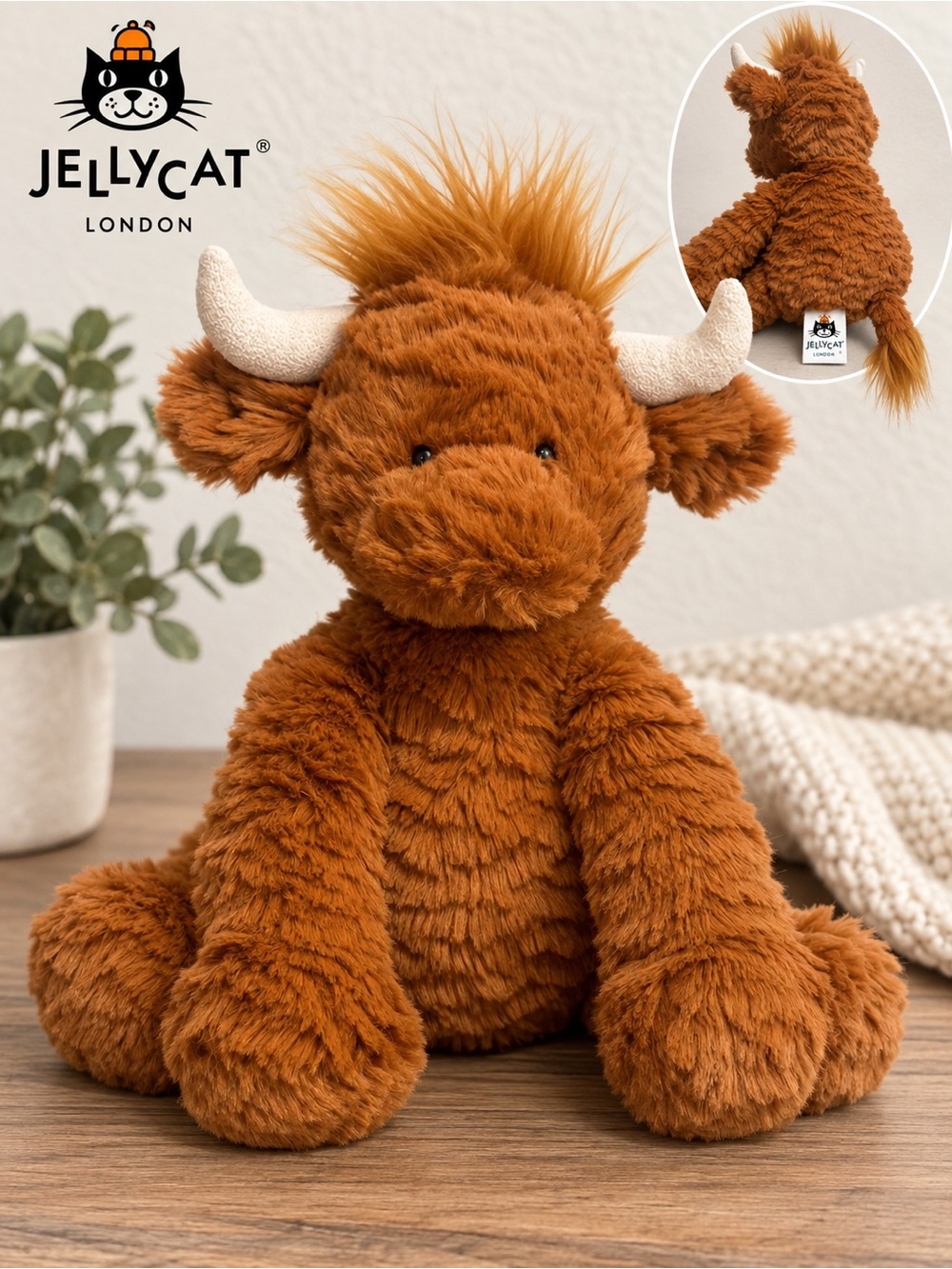 Jellycat Rusty Orange Highland Cow Plush